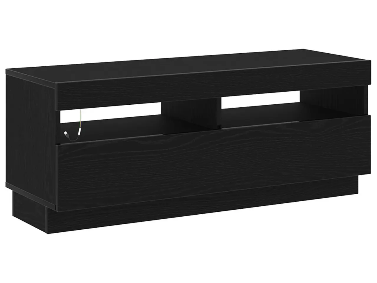 Billede 2 - TV-bord i sort eg 100 × 35 × 40 cm - konstrueret træ med LED