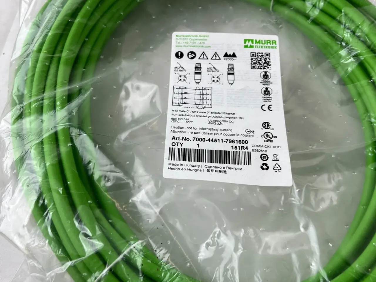 Billede 7 - Murr 7000-44511-7961600 M12 Ethernet kabel 16m UL