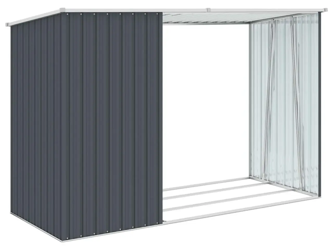 Billede 5 - Brændeskur 245×98×159 cm i galvaniseret stål - antracitgrå