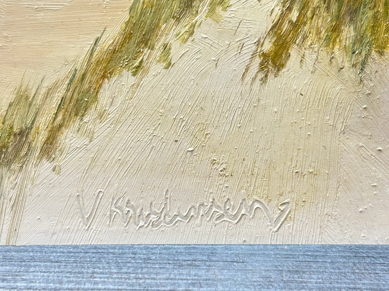 Billede 3 - Skønt retro maleri – strand og klitter (26x22 cm)