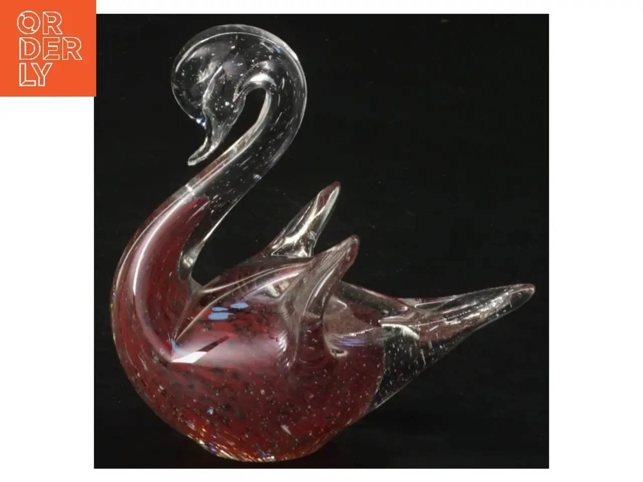 Billede 1 - Glasfigur af svane (str. 9x9 cm)
