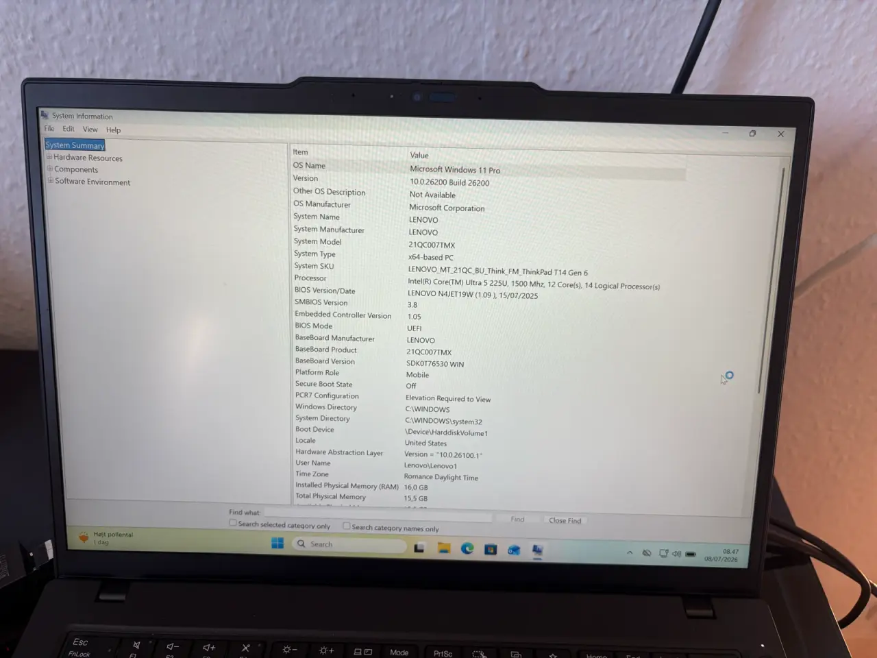 Billede 4 - Lenovo ThinkPad T14 Gen 6 – Som ny med 30 mdr. gar