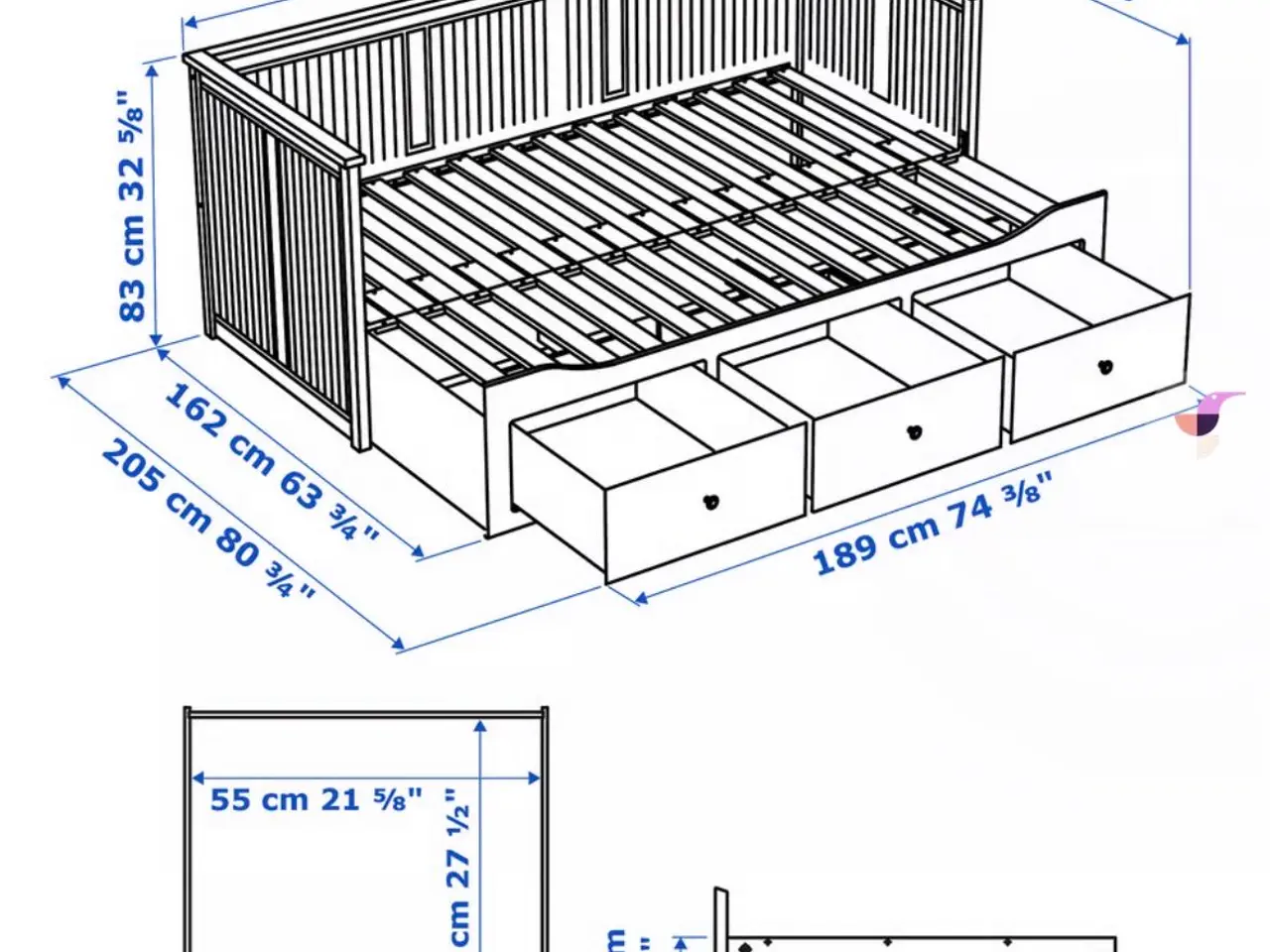 Billede 3 - IKEA HEMNES seng inkl. 2 madrasser