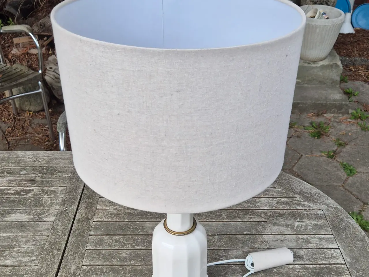 Billede 3 - Stor Heiberg lampe med sandfarvet skærm