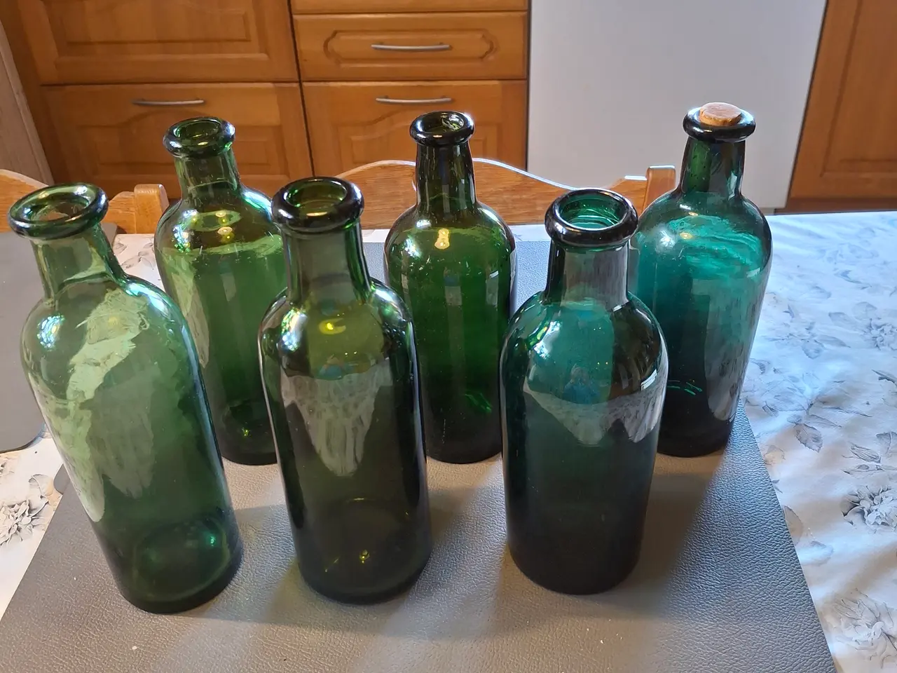 Billede 1 - Glasflasker (sirupsflasker) i mundblæst glas