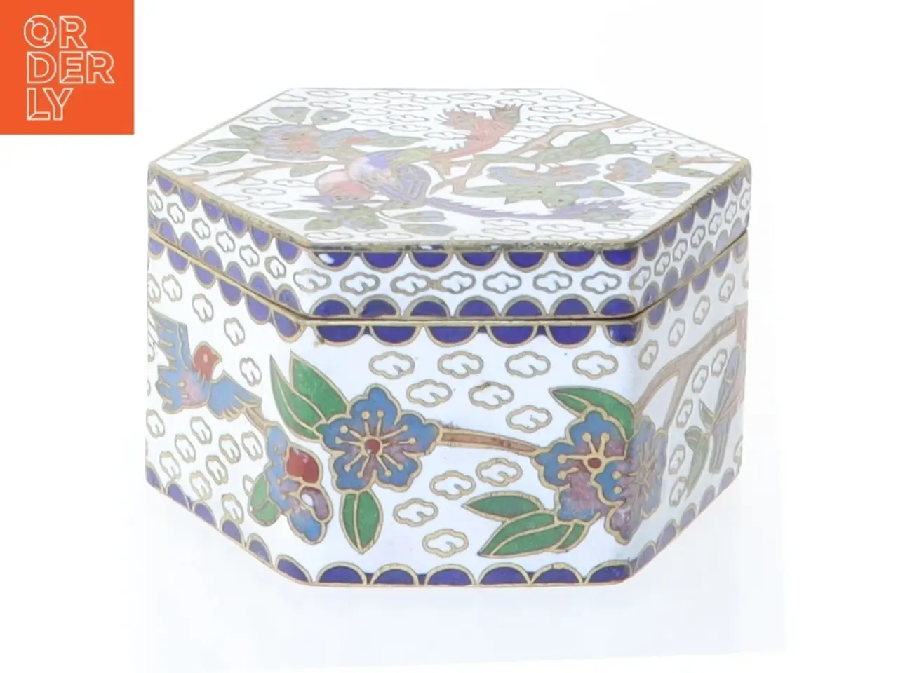 Billede 1 - Keramisk smykkeskrin med låg (str. 6,5 x 6 x 4 cm)