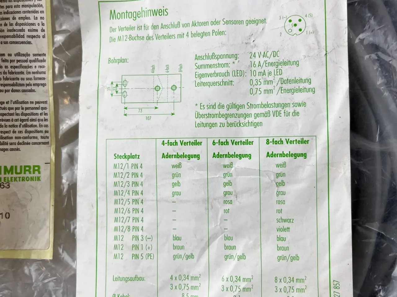 Billede 3 - Murr Elektronik 27863 M12 8-Port Distribution 24V
