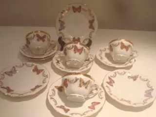 SOMMERFUGLE på kaffestel, GL, FIN STAND, 8 sæt