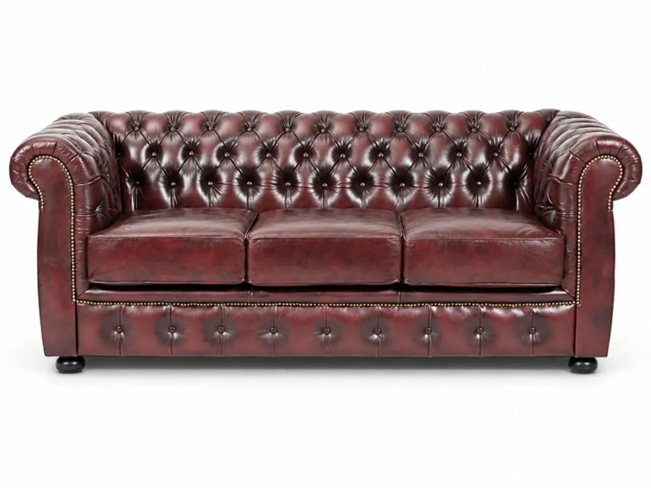 Billede 1 - Liverpool Chesterfield 3 pers. sofa - Oxblod læder