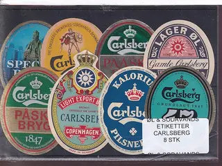 Øl og Sodavands Etiketter - Carlsberg - 8 Stk.