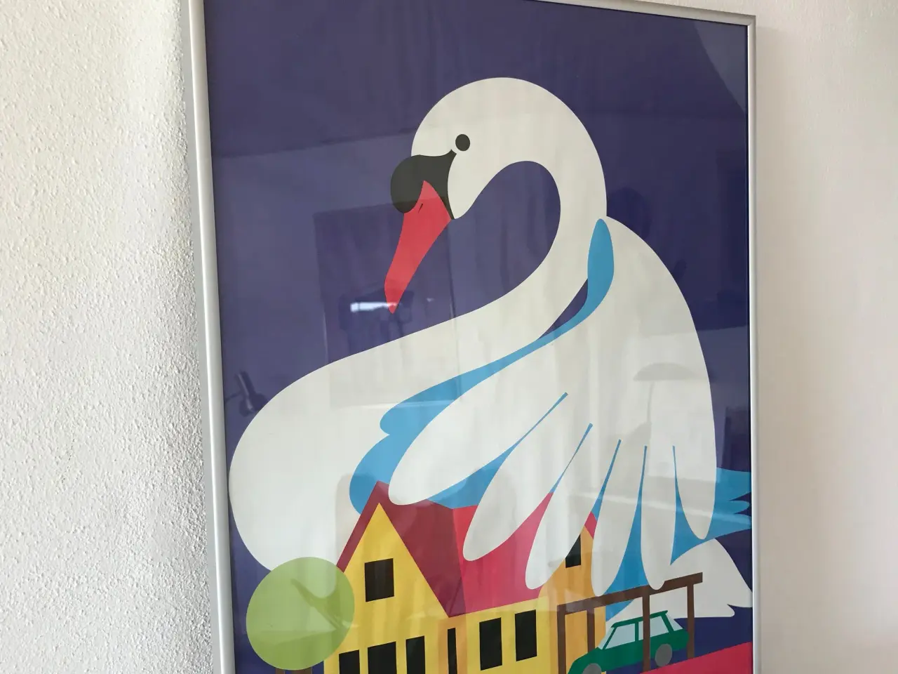 Billede 4 - Svane, Retro plakt i alu-glasramme