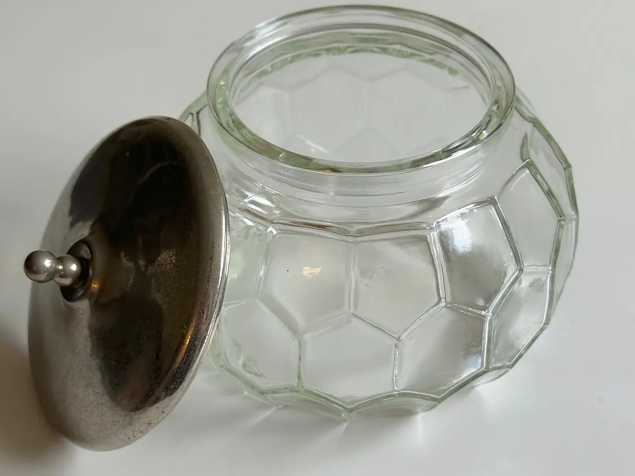 Billede 3 - Lågkrukke, glas m metal