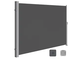 Sidemarkise 180 × 450 cm - antracit, kassette og stolper i pulverlakeret stål