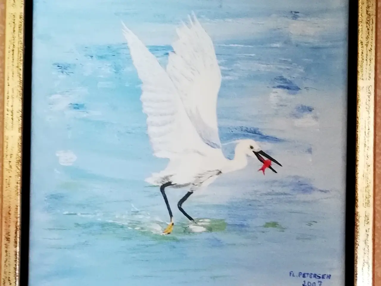 Billede 2 - Maleri Acryl på lærred STORK M. 20 x 20 cm