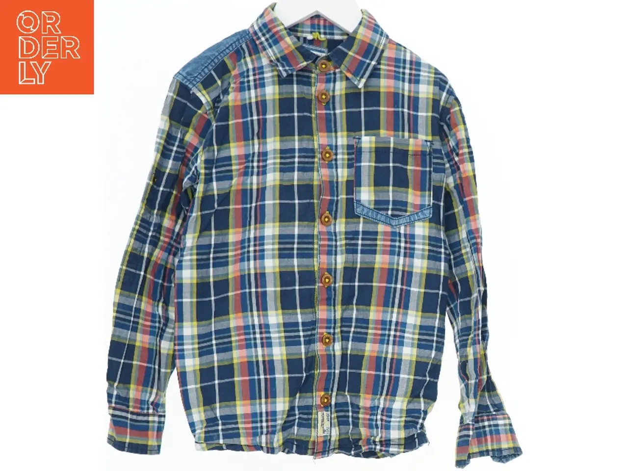 Billede 1 - Ternet skjorte med denim detaljer fra Name It (str. 128)