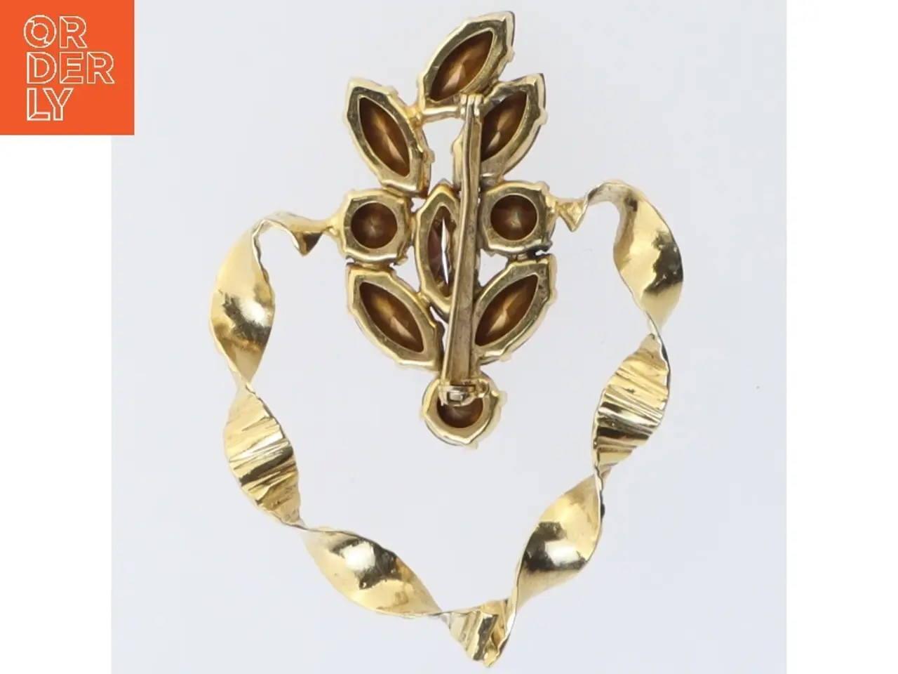 Billede 1 - Vintage broche med farvede sten (str. 7 x 5 cm)