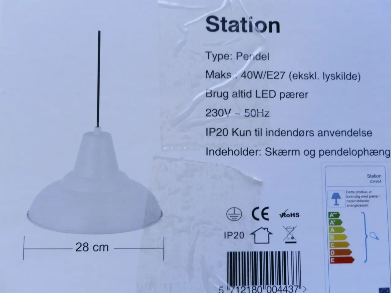 Billede 1 - Ny hvid HEDEMANN Station pendel