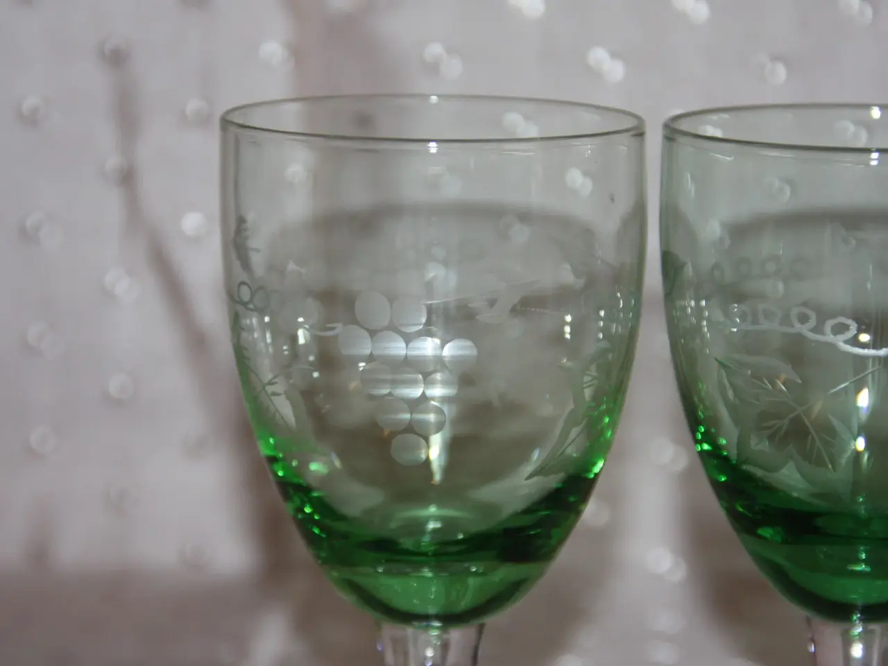 Billede 2 - 2 grøn glas med vindrueranker