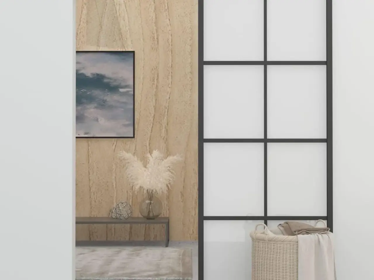 Billede 3 - Skydedør 90x205 cm sikkerhedsglas og aluminium sort
