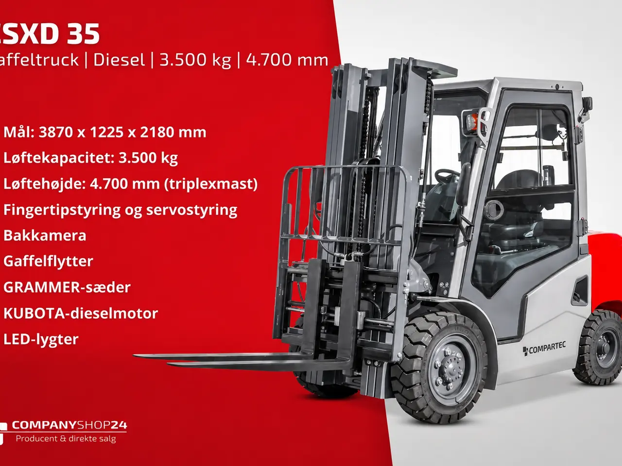Billede 2 - CSXD35 Dieselgaffeltruck - 3500 kg, 5000 mm