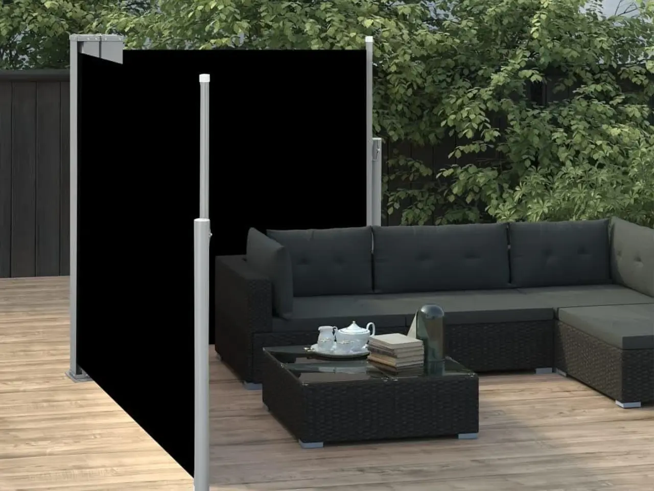 Billede 3 - Sammenrullelig sidemarkise 120 × 600 cm - sort