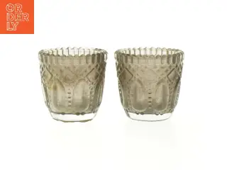 Lysestager i glas (str. Ø 7 cm længde 6,5 cm)