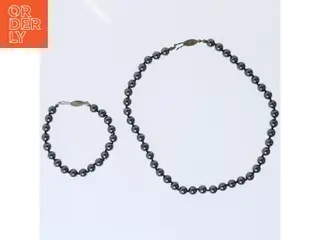 Perlekæde og armbånd sæt (str. 43&21 cm)