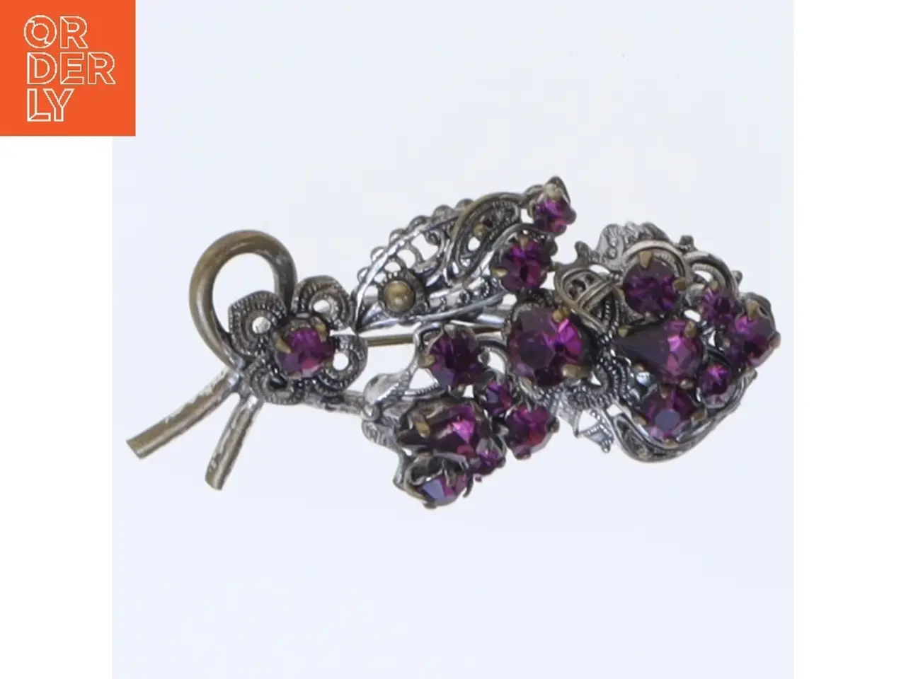 Billede 1 - Vintage broche med lilla sten (str. 5,5 cm)