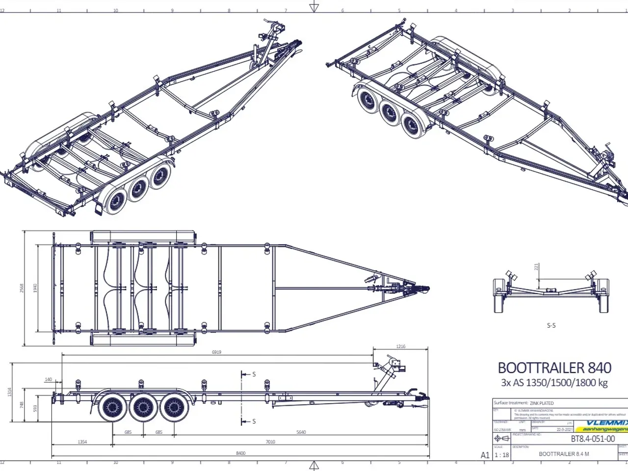 Billede 3 - Vlemmix Bådtrailer 840x250 3500 TR3 Flex-Roll
