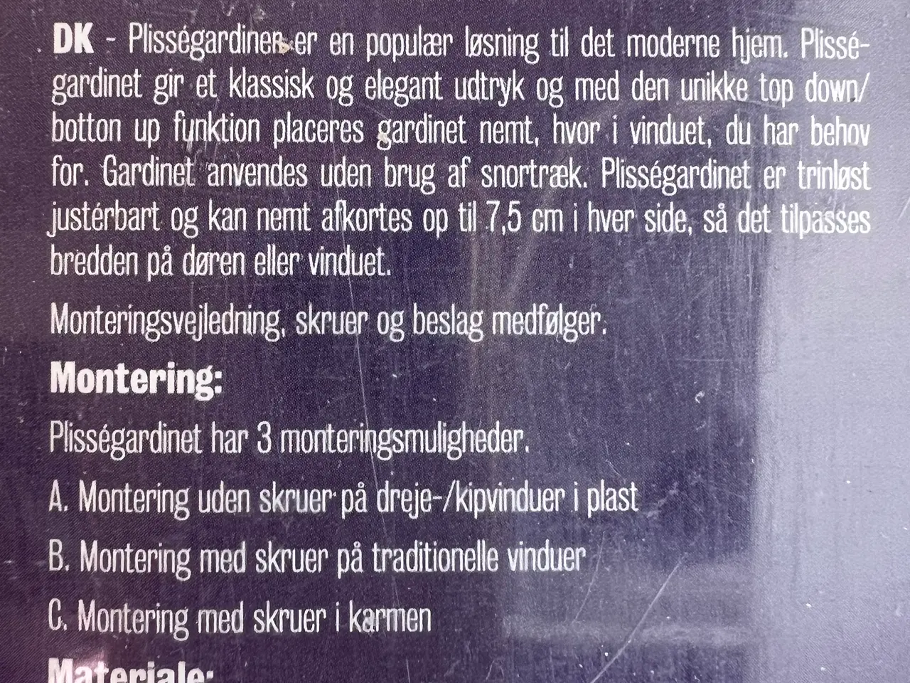 Billede 6 - Nyt og ubrugt Plissegardin. Sort. 90x220 Cm.