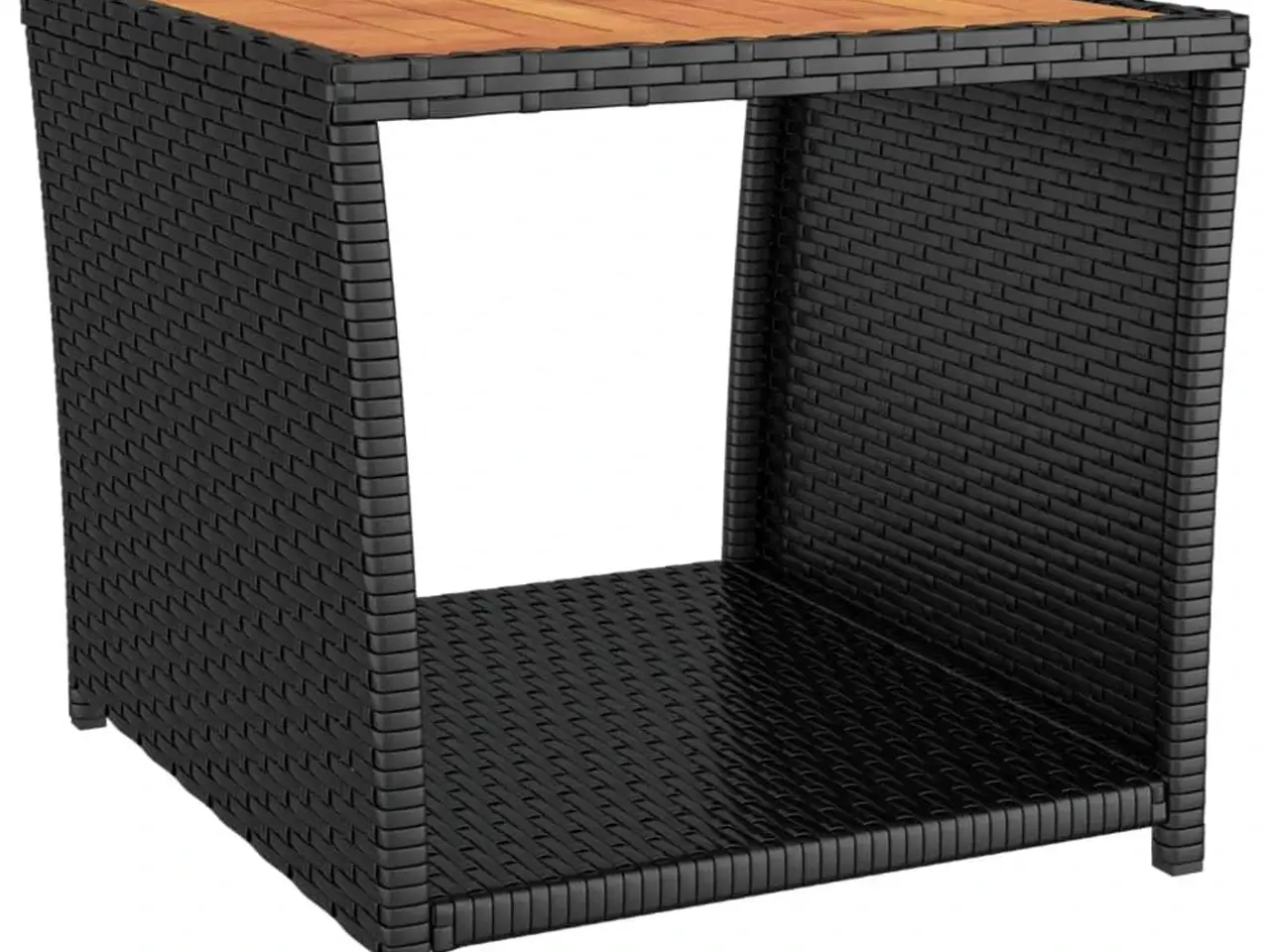 Billede 2 - Tebord i polyrattan med træbordplade - sort, 45 × 45 × 40 cm