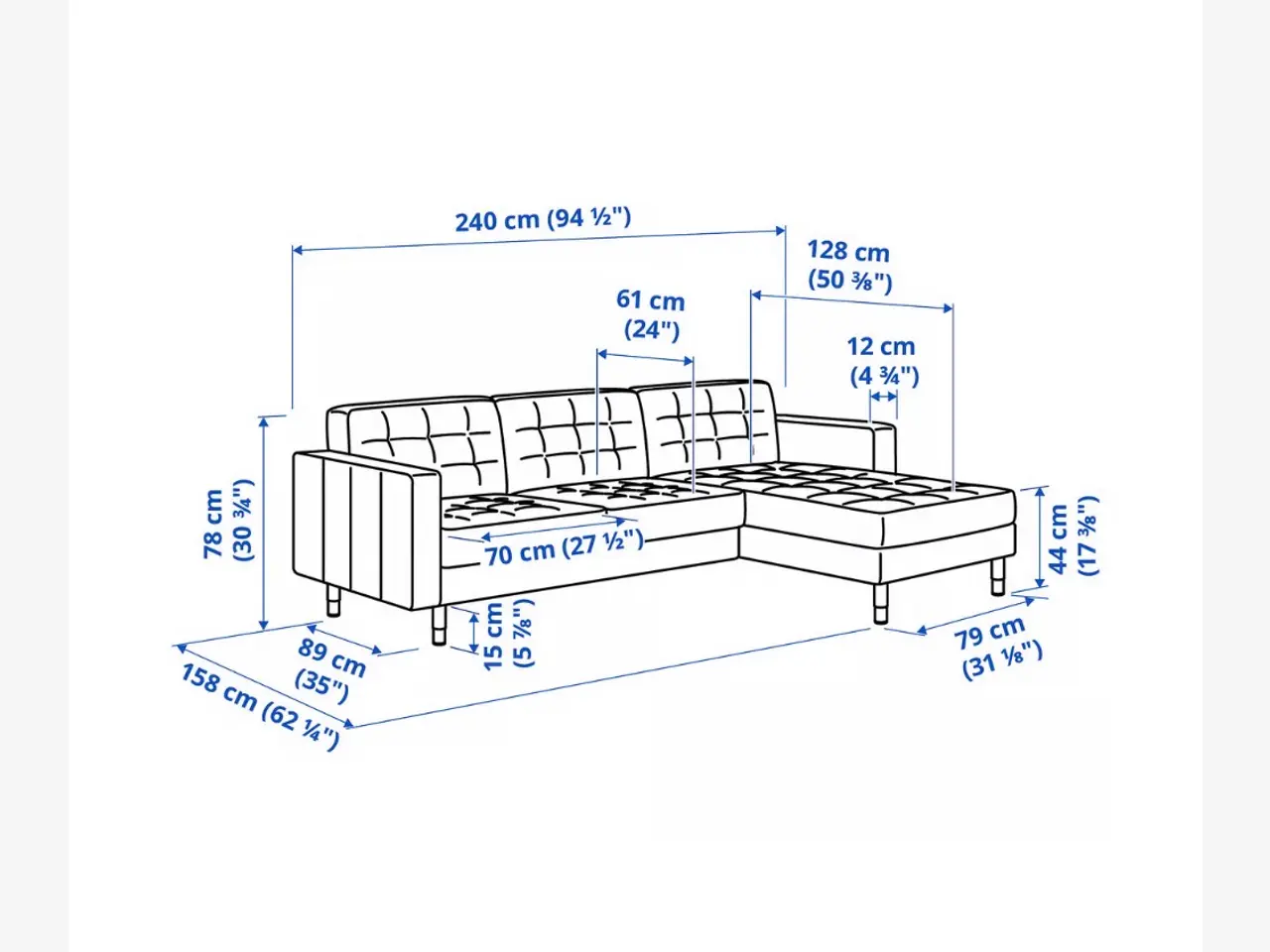Billede 4 - IKEA hjørnesofa – ægte skind med messinglook-ben –