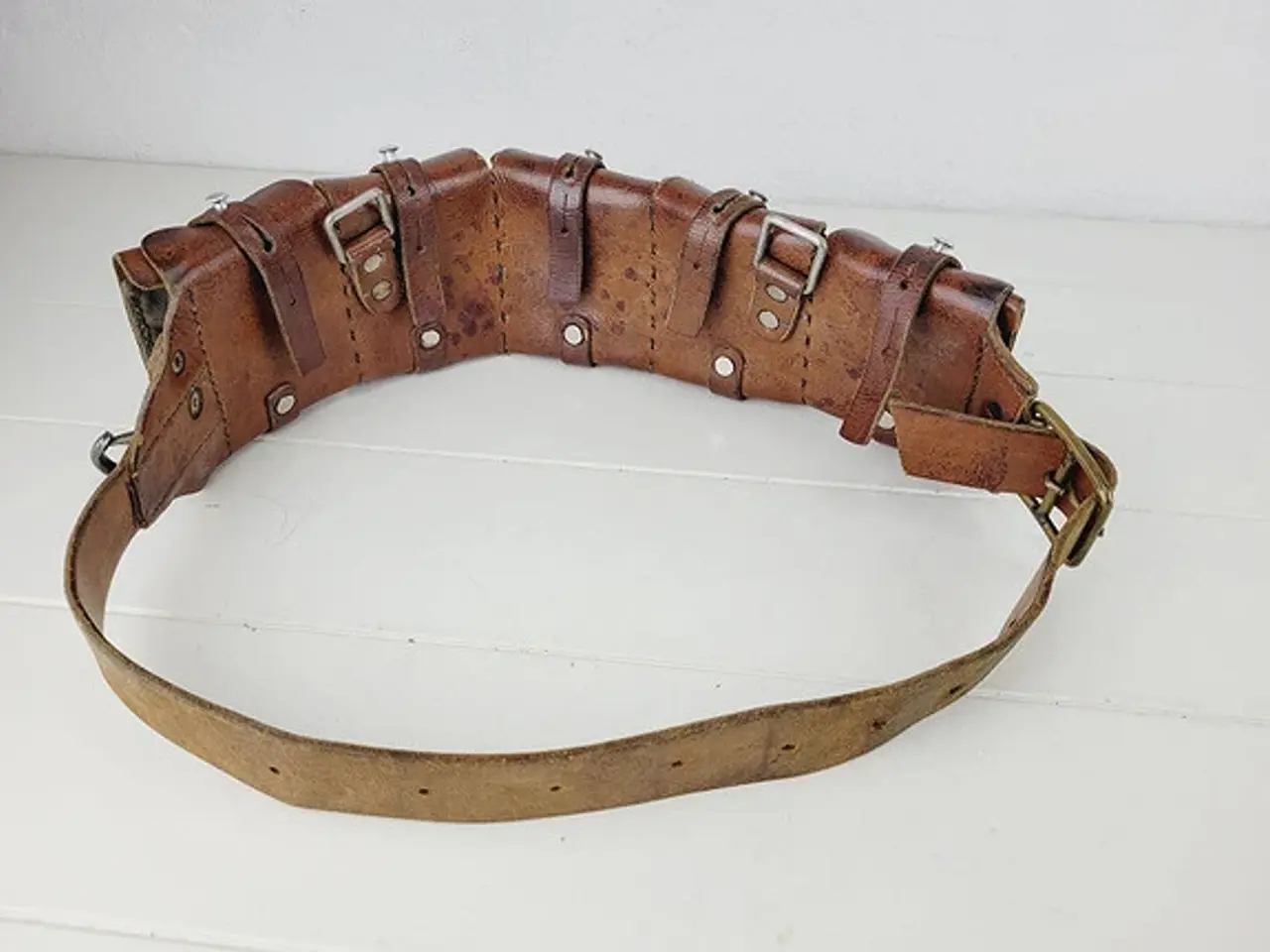 Billede 4 - ⭐️ Autentisk Antik Svensk WW1 Læderbæltetaske