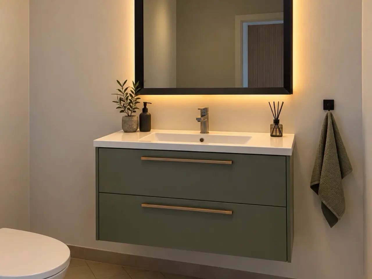 Billede 3 - Flot designet sort spejl med backlight 