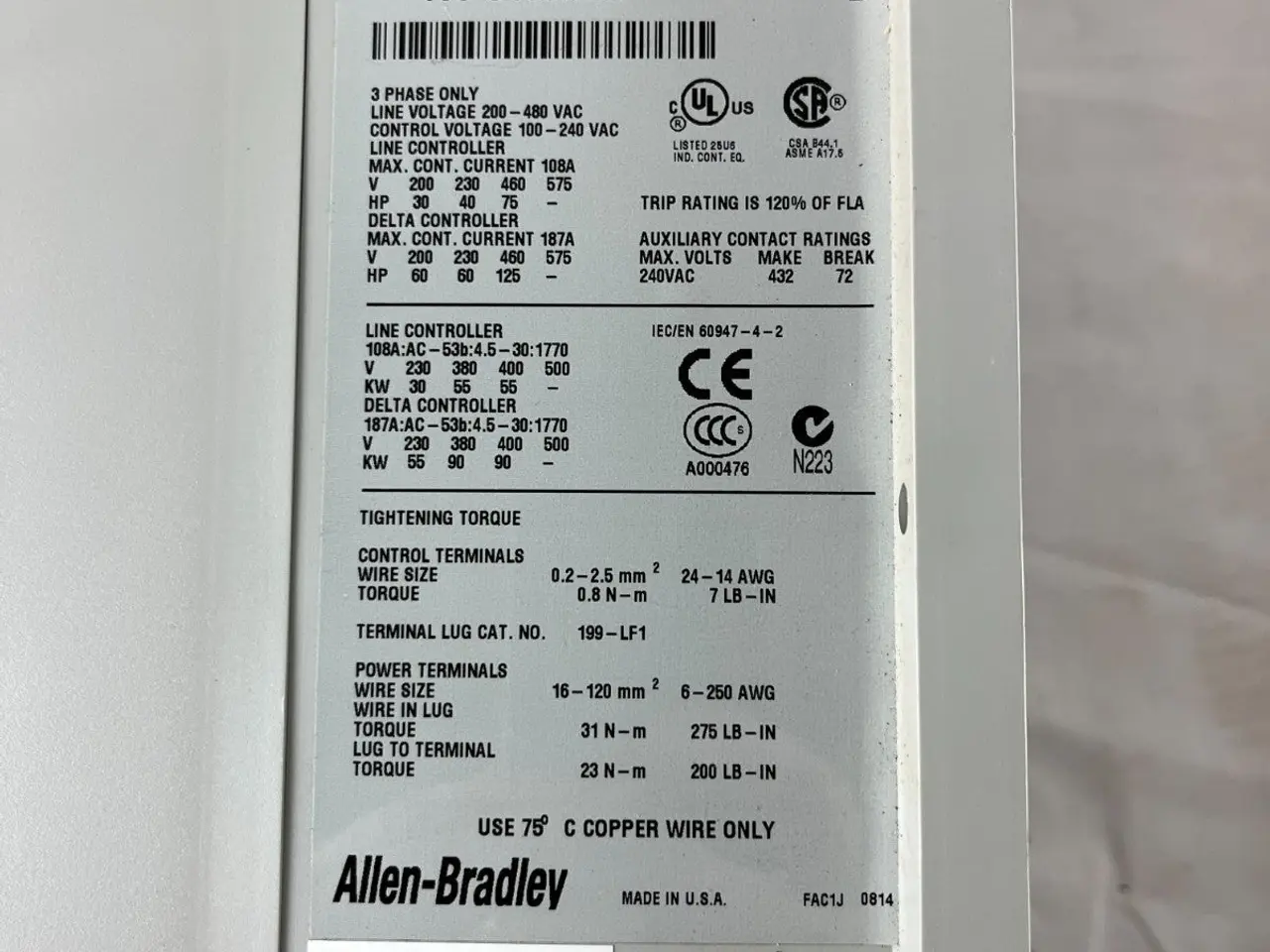 Billede 10 - Allen-Bradley 150-C108NBD SMC-3 Soft Starter 108A