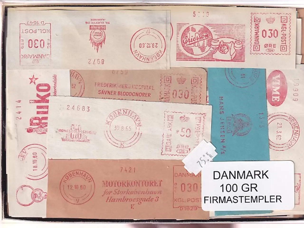 Billede 1 - Danmark Firmastempelafklip 100 gram.