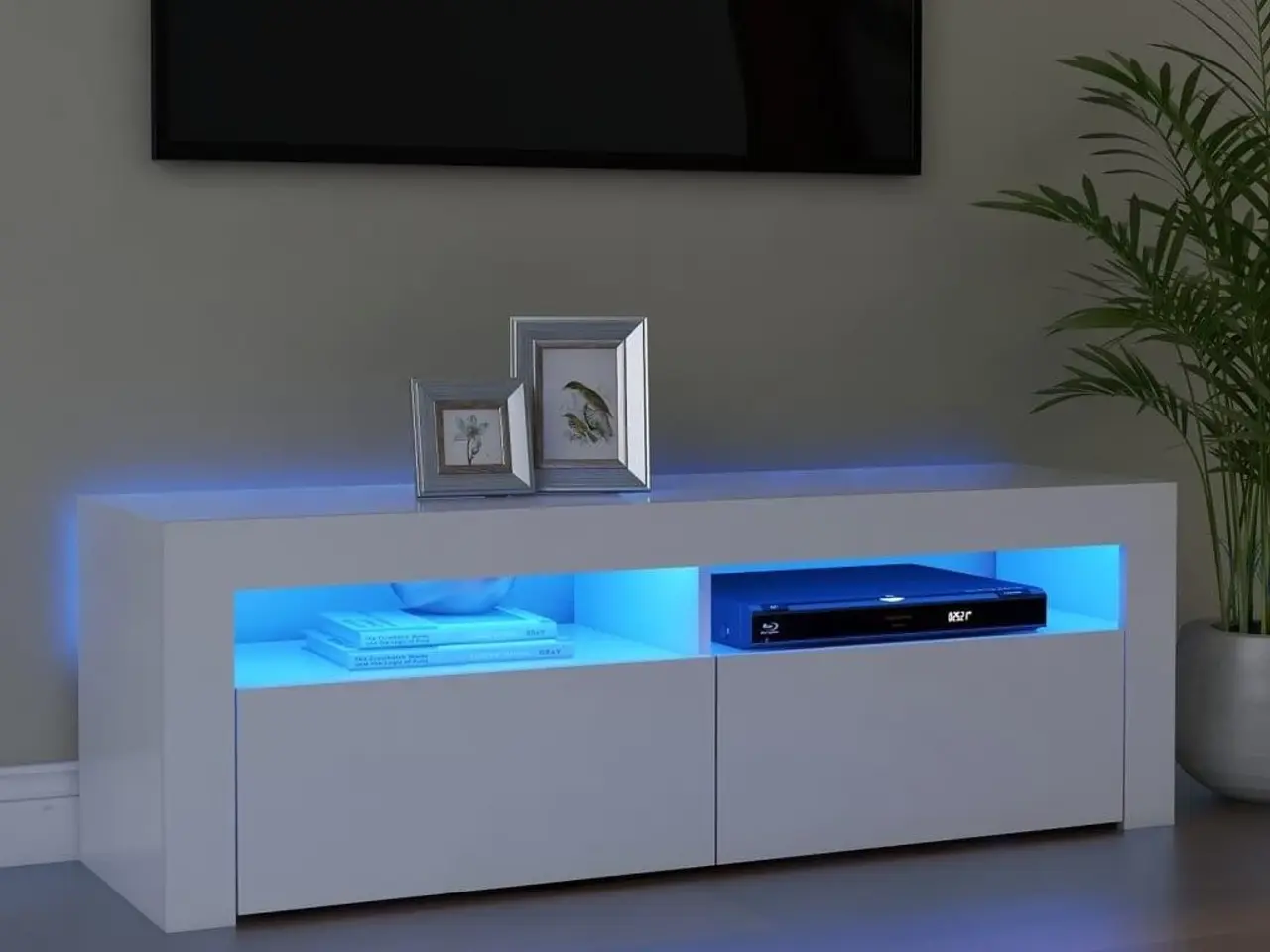 Billede 1 - Tv-skab med LED-lys - 120 × 35 × 40 cm, hvid