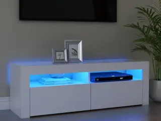 Tv-skab med LED-lys 120x35x40 cm hvid