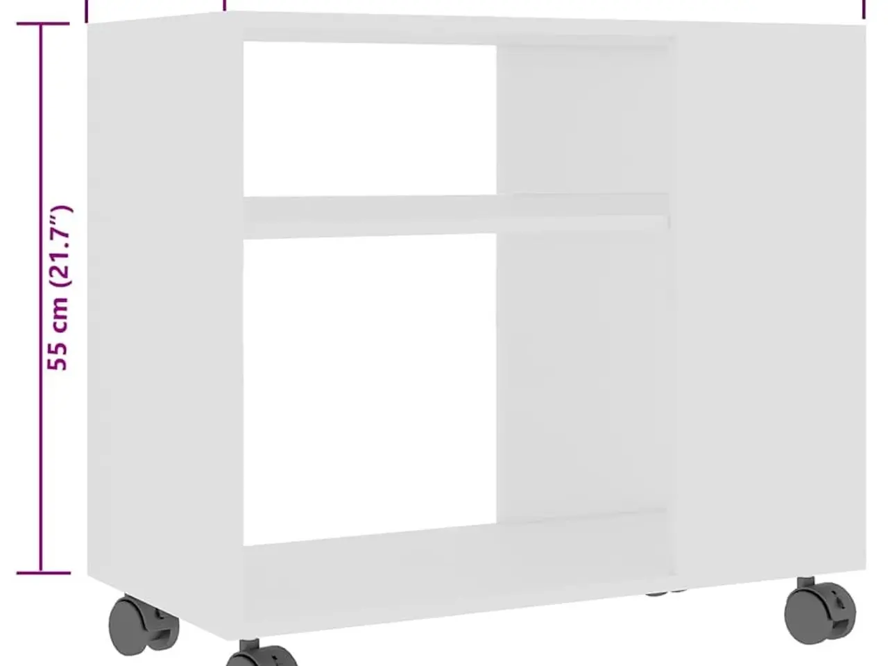 Billede 6 - Sidebord på hjul - konstrueret træ, hvid, 70×35×55 cm
