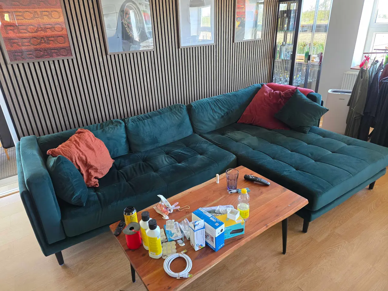 Billede 1 - Grøn velour sofa 