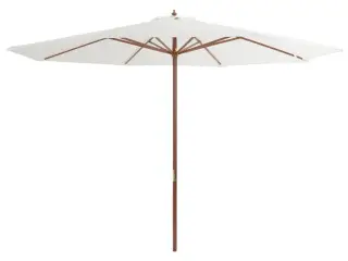 Udendørs parasol med træstang 350 cm sandhvid