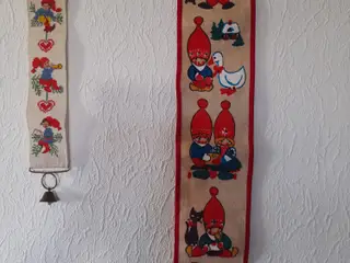 2 juleklokkestrenge inkatryk + håndbroderet.