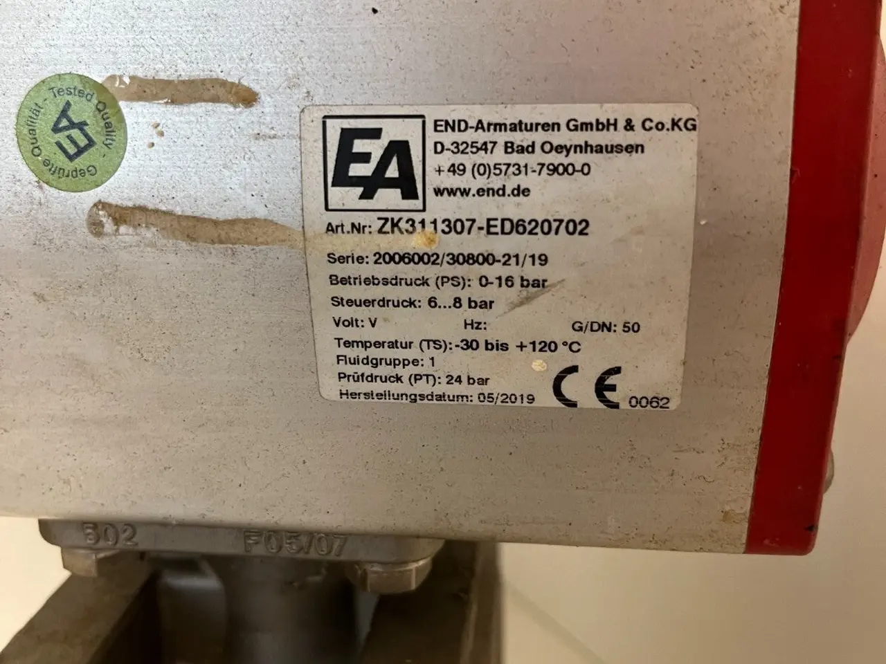 Billede 2 - END-Armaturen DN50 Pneumatic Ball ventil Stainless