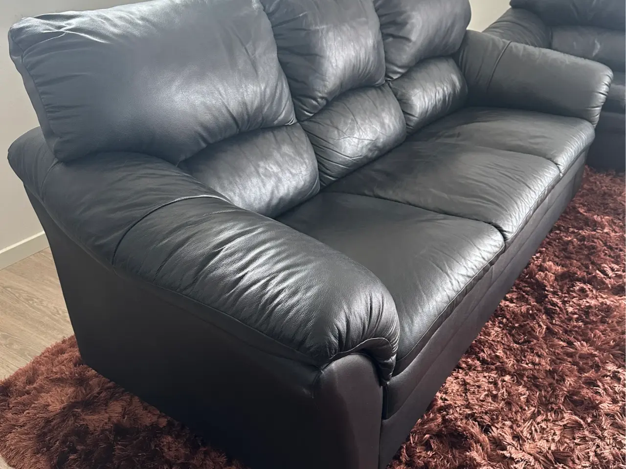 Billede 4 - Sofasæt i læder sort