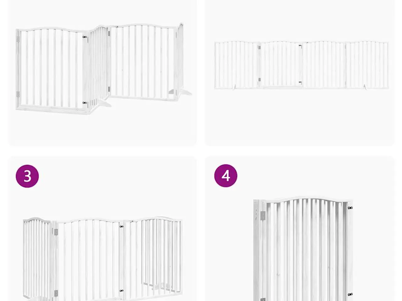 Billede 7 - Hundelåge med dør 4 paneler 320 cm foldbar poppeltræ hvid