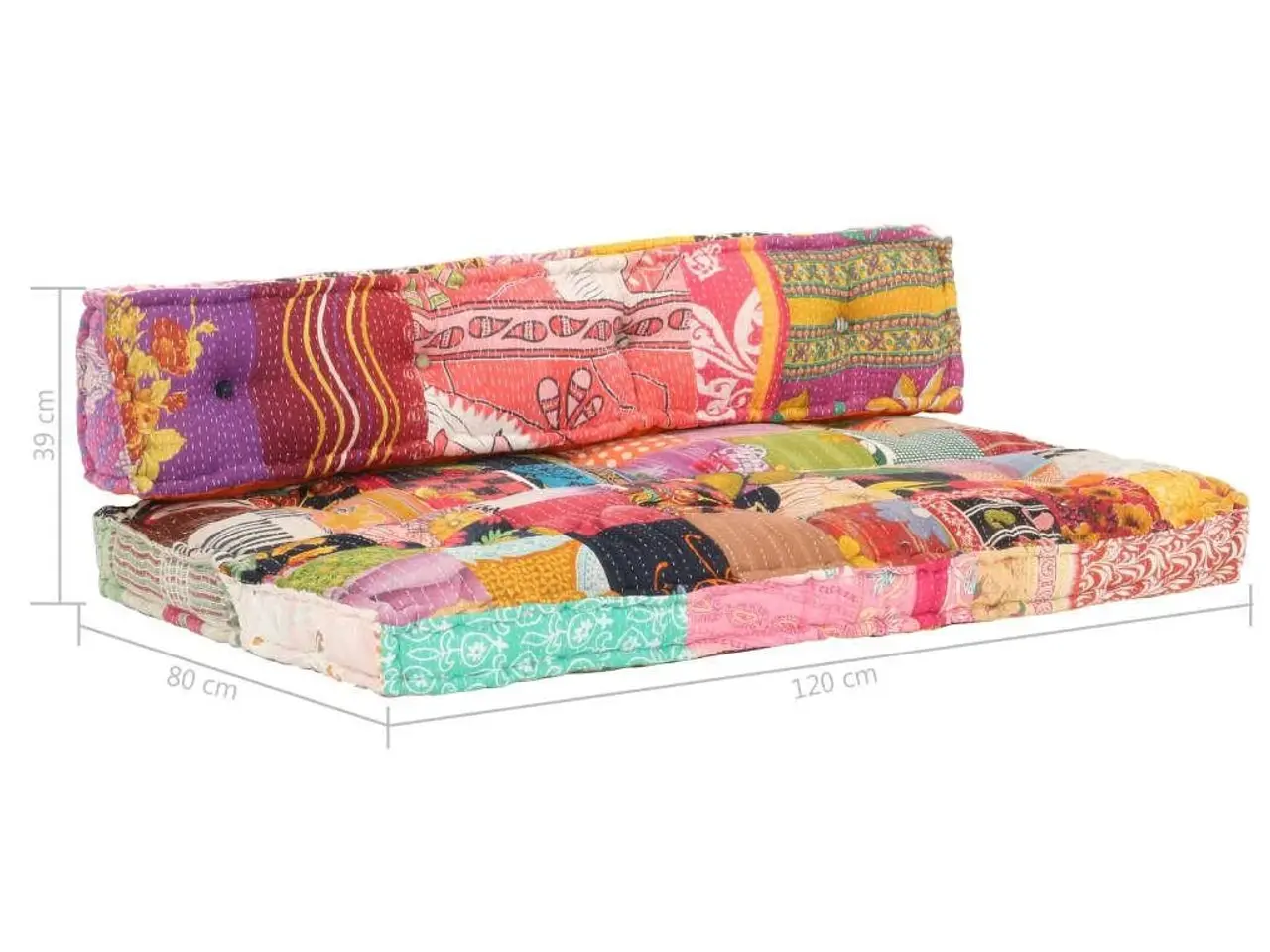 Billede 7 - Pallehynde i patchwork - flerfarvet 120 x 80 x 39 cm