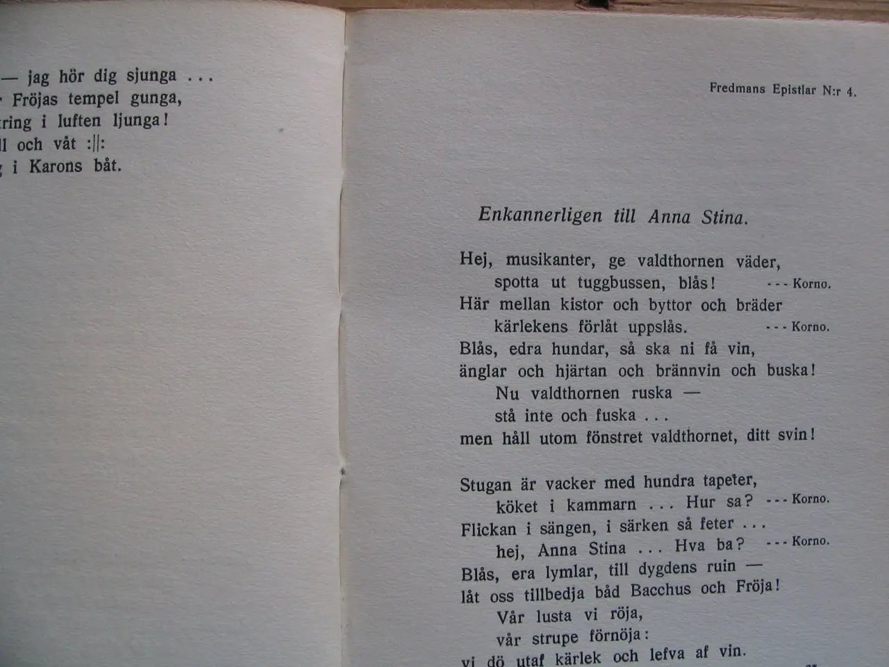 Billede 4 - Carl Michael Bellman. Fredmans Epistlar