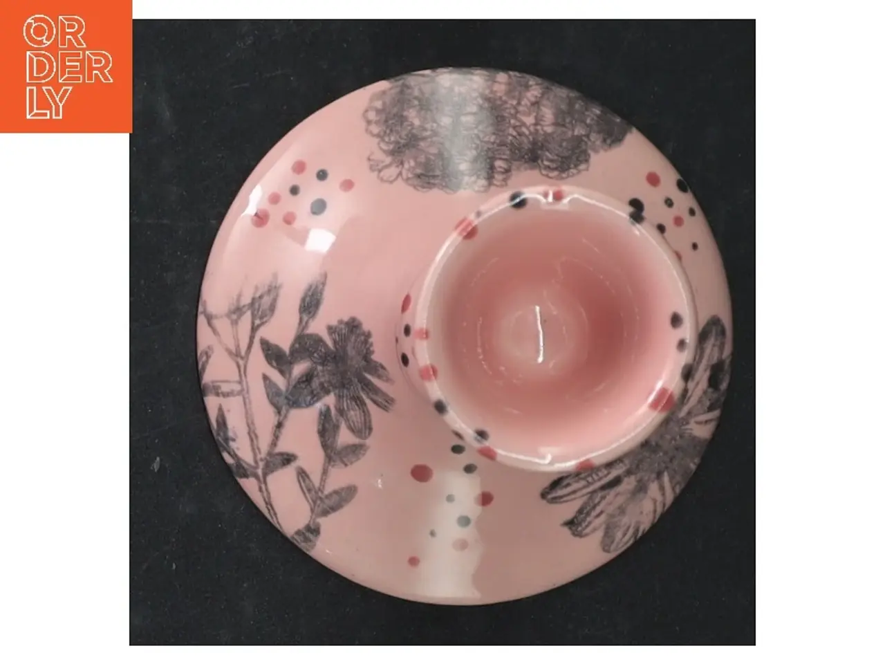 Billede 4 - Porcelænslysestage med blomstermotiv (str. 15 cm)