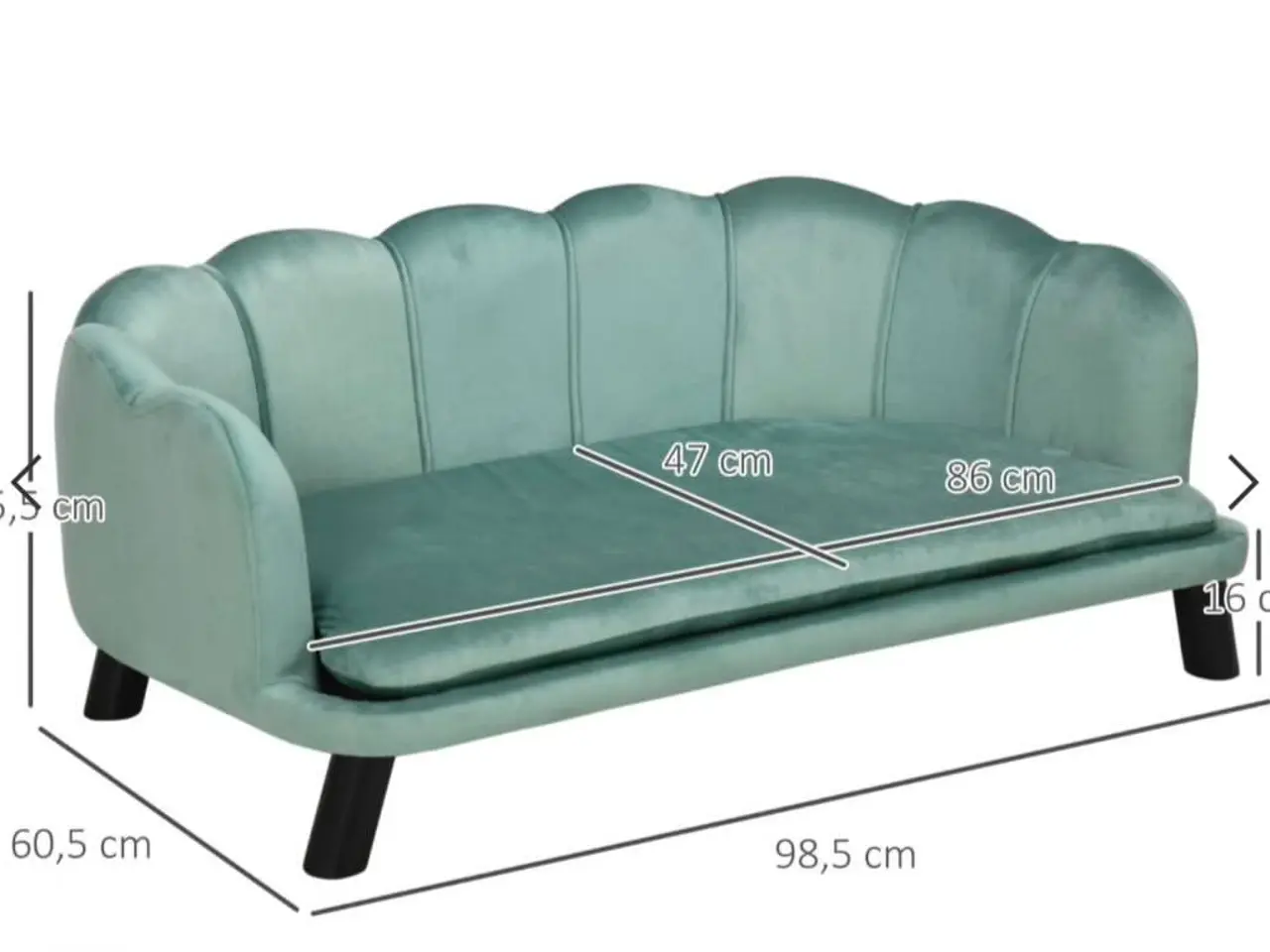 Billede 1 - Hundesofa i grøn velour 