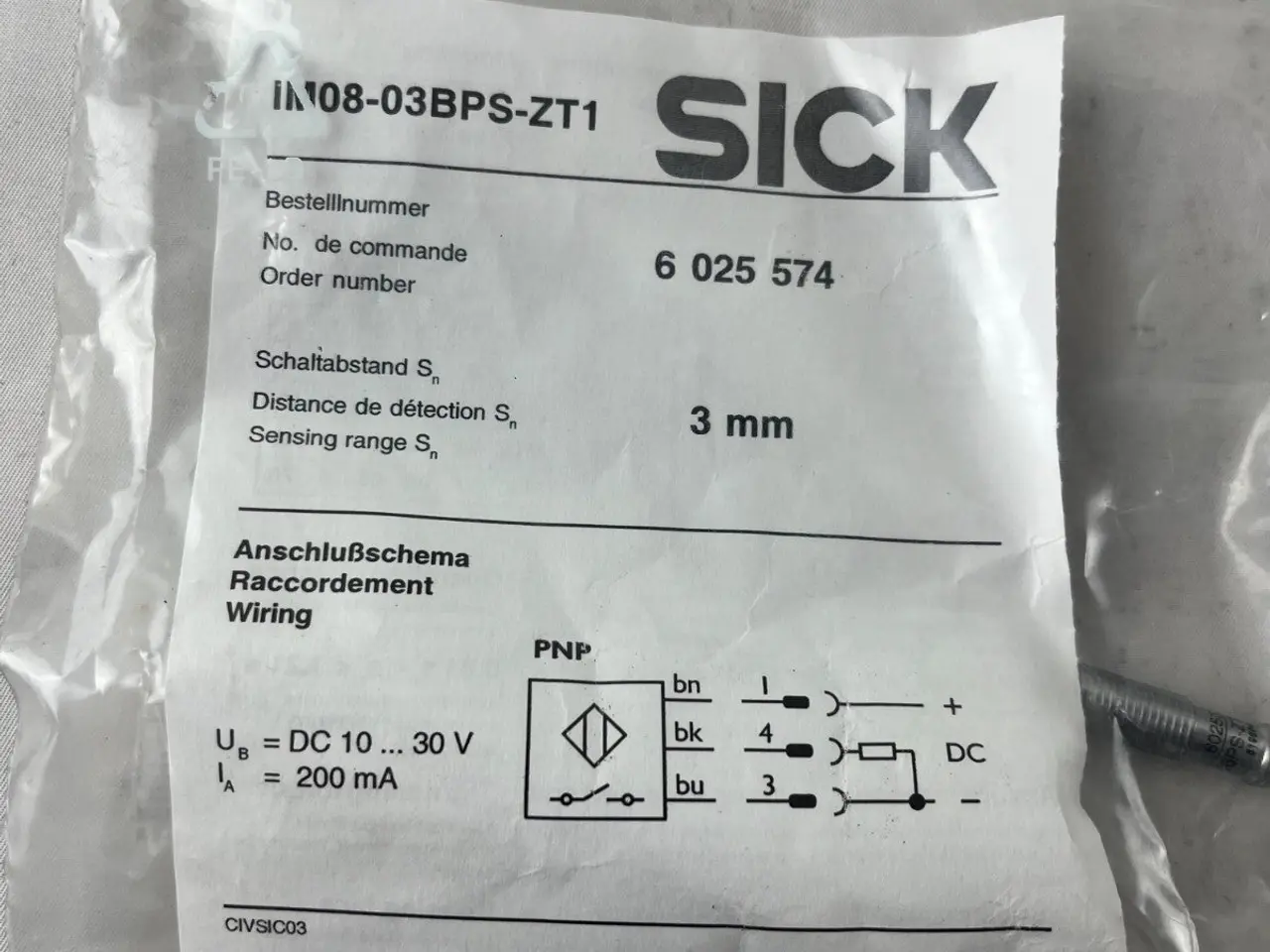 Billede 5 - SICK IN08-03BPS-ZT1 Inductive Proximity Sensor 3mm